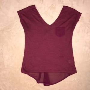Maroon pocket tee with mesh back
